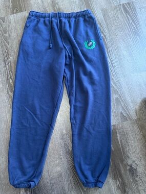 Pink Victoria Secret / Navy Blue Sweatpants with Green Laurel Emblem size L